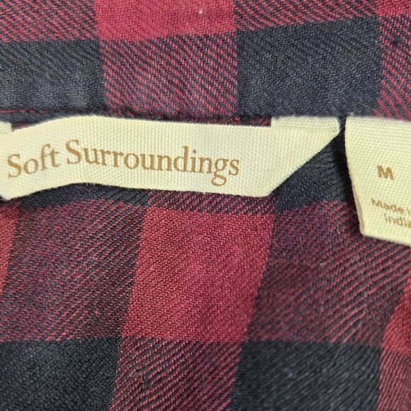 Soft Surroundings Webster Plaid Burgundy Black Beaded Sequin Neck Tunic - Picture 7 of 8